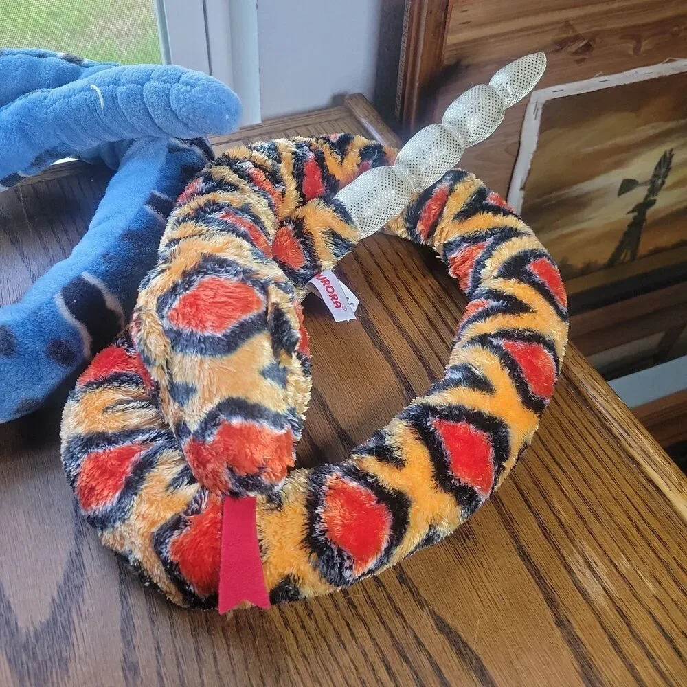 Lot of 2 Stuffed Plush Rattle snakes Aurora Copperhead & Wild Republic Blue Rock